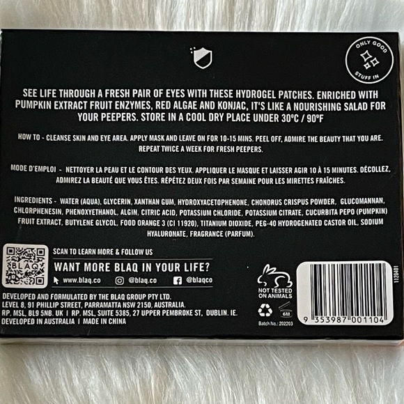 BLAQ Skincare Blaq Pumpkin Fresh Peepers Eye Masks Poshmark